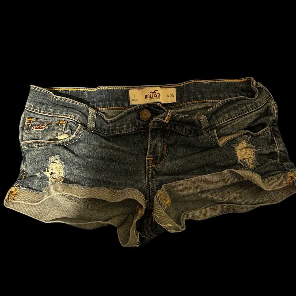 Hollister Blue Jean Shorts Distressed Vintage Style
